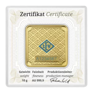 Geiger Edelmetalle, Original Square 10 Gram Gold Bar in Capsule