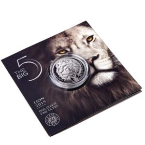 South Africa Mint, 2019 South Africa Big Five Lion 1 oz .999 Silver Coin in Capsule