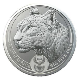 South African Mint, 2020 South Africa Big Five Leopard 1 oz .999 Silver Coin in Capsule