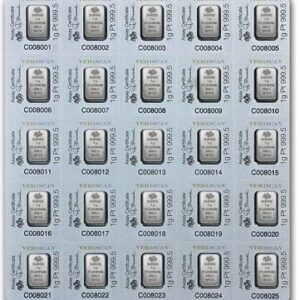 Pamp Suisse, 25 x 1 Gram Platinum Multigram Card