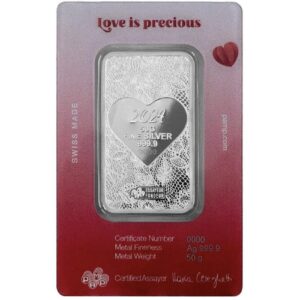 Pamp Suisse, 2024 Love is Precious 50 Gram Silver Hologram Bar