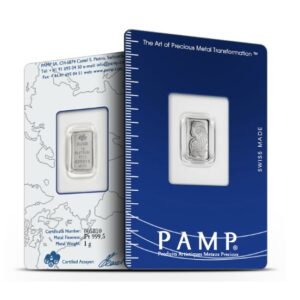 Pamp Suisse, Lady Fortuna 1 Gram Platinum Minted Bar in Assay