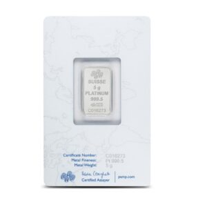 Pamp Suisse, Lady Fortuna 5 Gram Platinum Minted Bar in Assay