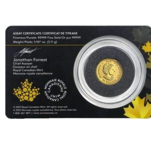 Royal Canadian Mint, 2016 Growling Cougar 1/10 oz Gold Coin in Assay Card