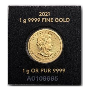 Royal Canadian Mint, 2021 1 gram Gold Maple Leafs Maplegram25™ in Assay