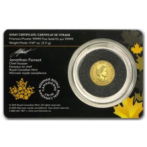 Royal Canadian Mint, 2015 Howling Wolf 1/10 oz Gold Coin in Assay Card