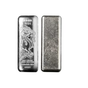 Scottsdale Mint, 2024 Year of the Dragon 100 Gram Silver Bar