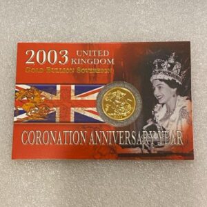 Royal Mint, 2003 United Kingdom Gold Bullion Sovereign 50th Year Coronation Anniversary