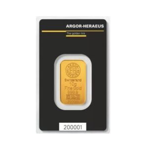 Argor-Heraeus, 10 Gram Gold Kinebar in Assay