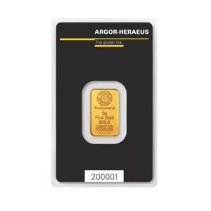 Argor-Heraeus, 5 Gram Gold Kinebar in Assay