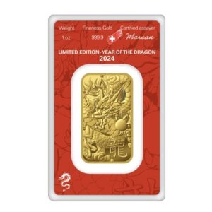 Argor Heraeus, 2024 Lunar Year of Dragon 1 oz Gold Bar in Assay