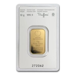 Austrian Mint, 10 Gram Gold Kinebar in Assay