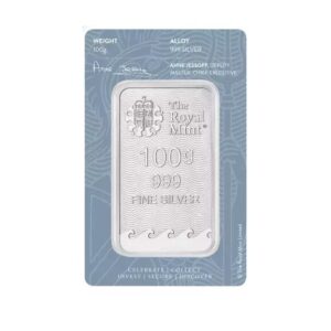 Royal Mint, Britannia 100 Gram Silver Minted Bar in Assay