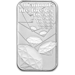 Royal Mint, 2021 James Bond, Diamonds Are Forever 1 oz Silver Bar