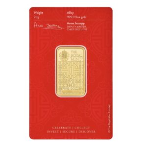 Royal Mint, Guan Gong 20 Gram Gold Minted Bar in Assay