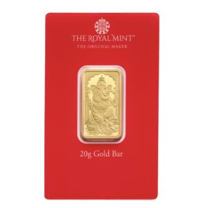 Royal Mint, Ganesh 20 Gram Gold Minted Bar in Assay