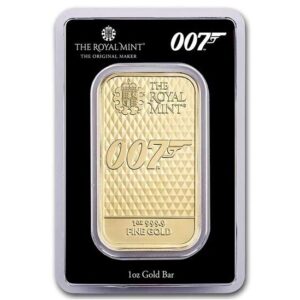 Royal Mint, 2021 007 James Bond Diamonds are Forever 1oz Gold Bar in Assay