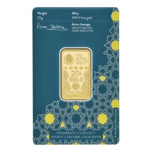 Royal Mint, Kaaba 20 Gram Gold Minted Bar in Assay