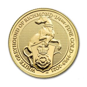 Royal Mint, 2021 The Queen's Beasts White Greyhound of Richmond 1/4 oz Gold Coin