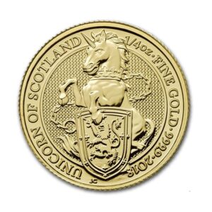 Royal Mint, 2018 The Queen's Beasts Unicorn of Scotland 1/4 oz Gold Coin