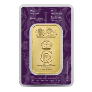 Royal Mint, Royal Celebration 1oz Gold Bar in Assay