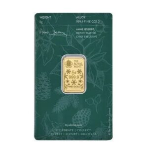 Royal Mint, Christmas Tree 5 Gram Gold Bar in Assay