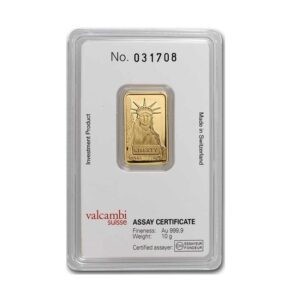 Credit Suisse, Statue of Liberty 10 Gram Gold Bar in Assay