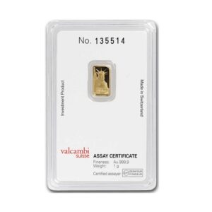 Credit Suisse, Statue of Liberty 1 Gram Gold Bar in Assay