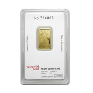 Credit Suisse, Statue of Liberty 5 Gram Gold Bar in Assay