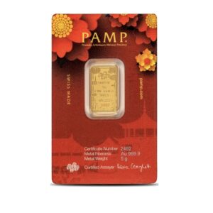 Pamp Suisse, 2023 Good Luck Cat 5 Gram Gold Bar with Sleeve