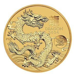 Perth Mint, 2024 Australia Lunar Series III Year of the Dragon with Dragon Privy 1 oz Gold Coin