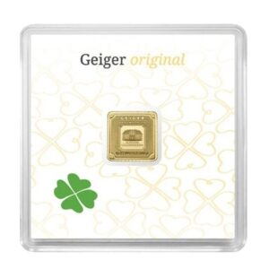 Geiger Edelmetalle, Original Square 1 Gram Gold Bar in Capsule (Four Leafs Clove)