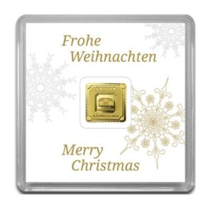 Geiger Edelmetalle, Original Square 1 Gram Gold Bar in Capsule (Merry Christmas)