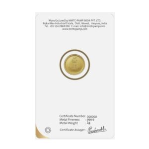 MMTC-Pamp, Lotus 1 Gram Gold Round in Assay