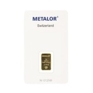 Metalor, 2 Gram Gold Stamped Bar in Assay