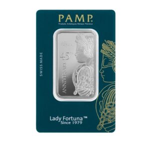 Pamp Suisse, 45th Anniversary of Lady Fortuna 1 oz Silver Minted Bar in Assay