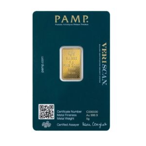 Pamp Suisse, 45th Anniversary of Lady Fortuna 5 Gram Gold Minted Bar in Assay