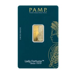 Pamp Suisse, 45th Anniversary of Lady Fortuna 5 Gram Gold Minted Bar in Assay