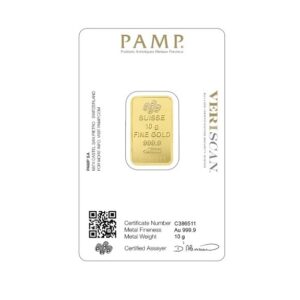 Pamp Suisse, Lady Fortuna 10 Gram Gold Minted Bar in Assay