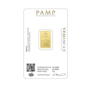 Pamp Suisse, Lady Fortuna 5 Gram Gold Minted Bar in Assay