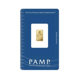 Pamp Suisse, Rosa 1 Gram Gold Bar in Assay