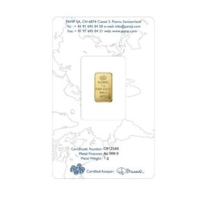 Pamp Suisse, Rosa 1 Gram Gold Bar in Assay