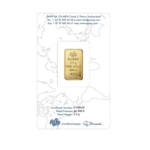 Pamp Suisse, Rosa 2.5 Gram Gold Bar in Assay