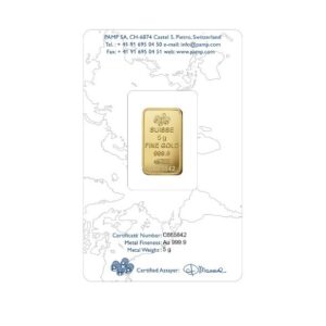 Pamp Suisse, Rosa 5 Gram Gold Bar in Assay