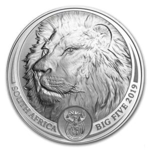 South Africa Mint, 2019 South Africa Big Five Lion 1 oz .999 Silver Coin in Capsule