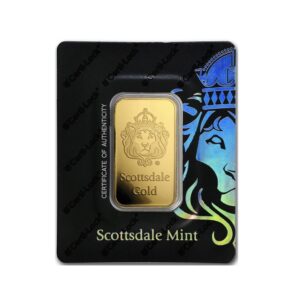 Scottsdale Mint, Lion 1 oz Gold Bar in Assay