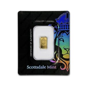 Scottsdale Mint, Lion 1 Gram Gold Bar in Assay