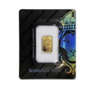 Scottsdale Mint, Lion 2 Gram Gold Bar in Assay