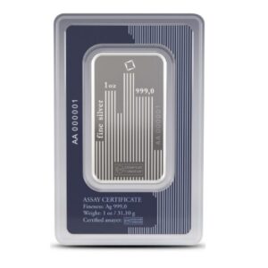 Valcambi, Skyline 1 oz Silver Minted Bar in Assay