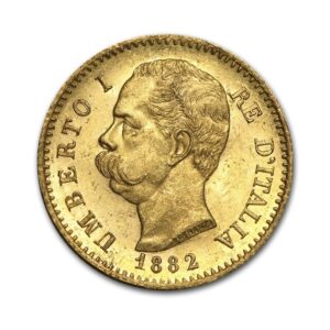 The Italian Mint, 1882 Italy Gold 20 Lire Umberto I